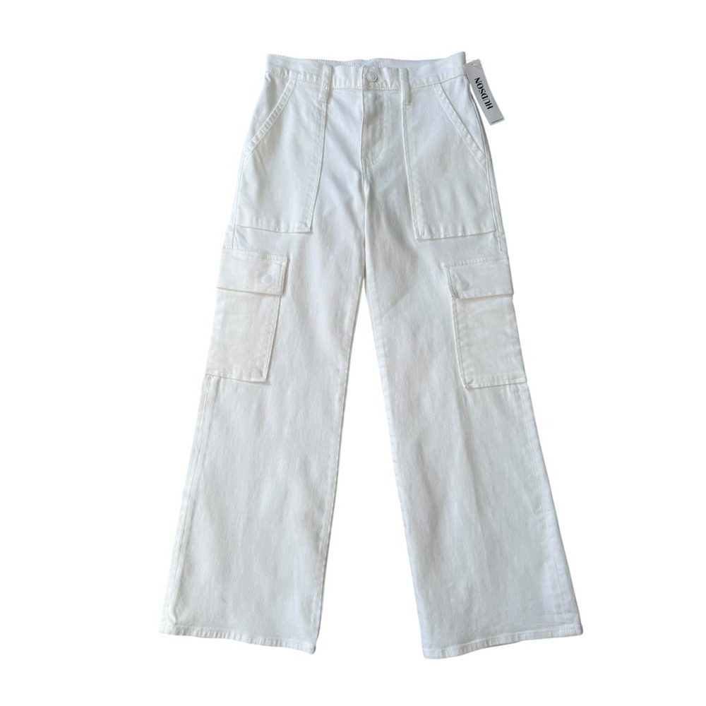 Hudson Cargo White Wide Leg Jeans High‎ Rise Utility Pants Women's Size 0 (24)